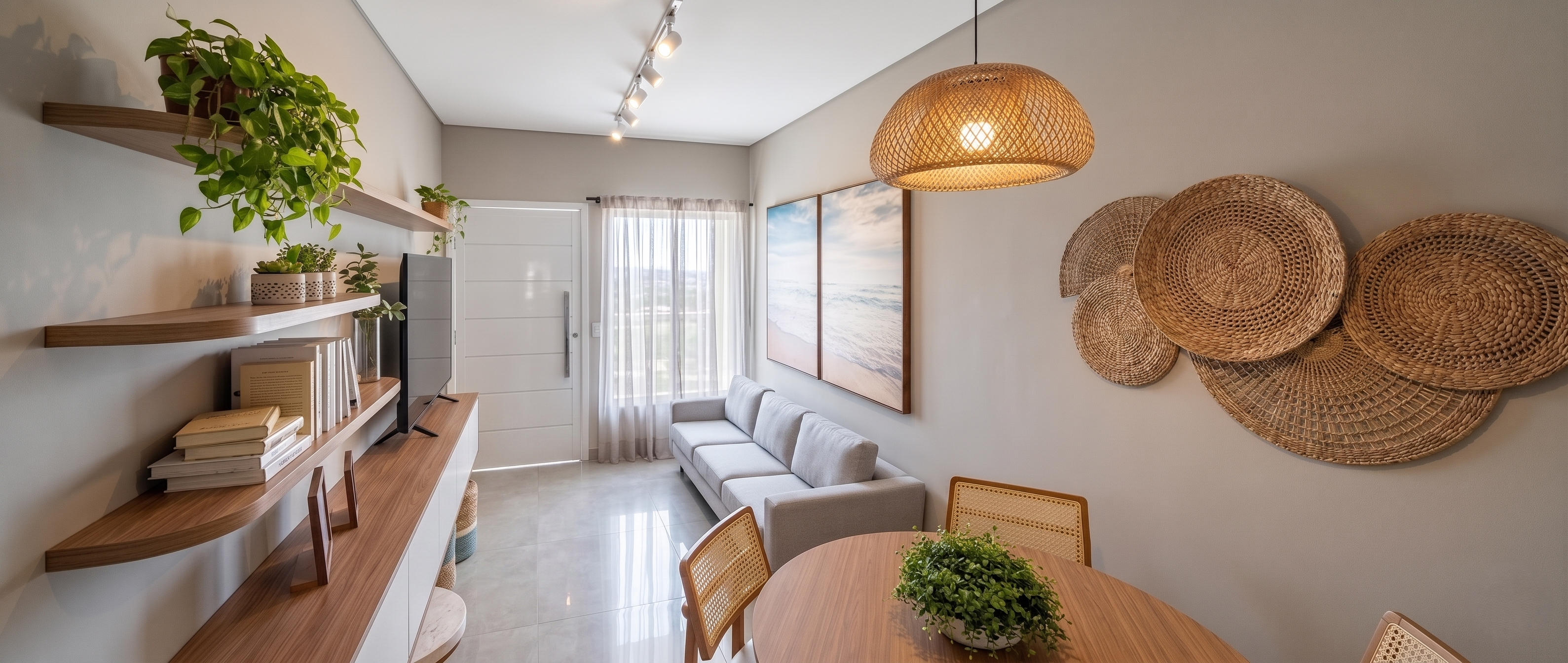 Sala de estar do Residencial Albatroz com acabamento de médio padrão